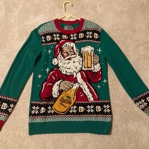 Ugly Christmas Sweater me s size Medium Santa with Beer!!